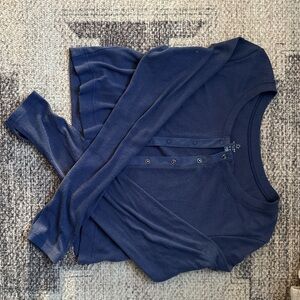 Aerie Blue Long Sleeve Henley Top